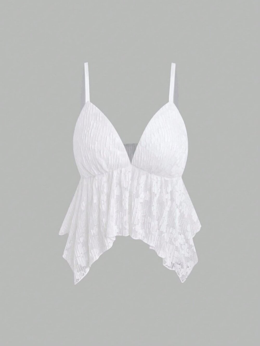 White Sexy Women's Ssa Ladie Lace Camisole With Asymmetrical Hemline Beach - Picture 3 of 7